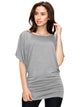 WT742 Women's Solid Short Sleeve Boat Crew Neck Dolman