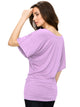 WT742 Women's Solid Short Sleeve Boat Crew Neck Dolman