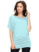 WT742 Women's Solid Short Sleeve Boat Crew Neck Dolman