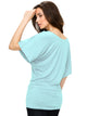WT742 Women's Solid Short Sleeve Boat Crew Neck Dolman