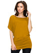 WT742 Women's Solid Short Sleeve Boat Crew Neck Dolman
