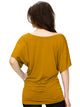 WT742 Women's Solid Short Sleeve Boat Crew Neck Dolman