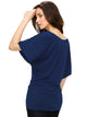 WT742 Women's Solid Short Sleeve Boat Crew Neck Dolman