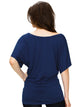 WT742 Women's Solid Short Sleeve Boat Crew Neck Dolman