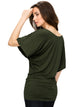 WT742 Women's Solid Short Sleeve Boat Crew Neck Dolman