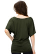 WT742 Women's Solid Short Sleeve Boat Crew Neck Dolman