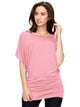 WT742 Women's Solid Short Sleeve Boat Crew Neck Dolman
