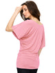 WT742 Women's Solid Short Sleeve Boat Crew Neck Dolman
