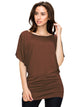 WT742 Women's Solid Short Sleeve Boat Crew Neck Dolman
