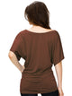 WT742 Women's Solid Short Sleeve Boat Crew Neck Dolman