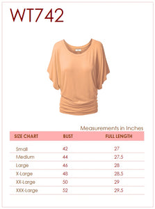 WT742 Women's Solid Short Sleeve Boat Crew Neck Dolman