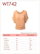 WT742 Women's Solid Short Sleeve Boat Crew Neck Dolman