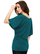 WT742 Women's Solid Short Sleeve Boat Crew Neck Dolman