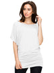 WT742 Women's Solid Short Sleeve Boat Crew Neck Dolman
