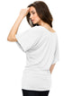 WT742 Women's Solid Short Sleeve Boat Crew Neck Dolman
