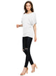 WT742 Women's Solid Short Sleeve Boat Crew Neck Dolman