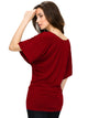 WT742 Women's Solid Short Sleeve Boat Crew Neck Dolman