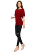 WT742 Women's Solid Short Sleeve Boat Crew Neck Dolman