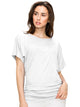 WT817 Women's Solid Short Sleeve Boat Neck Dolman Top with Side Shirring