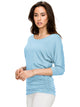 WT822 Women's Boat Neck 3/4 Sleeve Drape Dolman Shirt Top with Side Shirring
