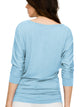 WT822 Women's Boat Neck 3/4 Sleeve Drape Dolman Shirt Top with Side Shirring
