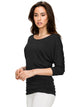 WT822 Women's Boat Neck 3/4 Sleeve Drape Dolman Shirt Top with Side Shirring