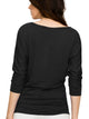 WT822 Women's Boat Neck 3/4 Sleeve Drape Dolman Shirt Top with Side Shirring