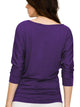 WT822 Women's Boat Neck 3/4 Sleeve Drape Dolman Shirt Top with Side Shirring