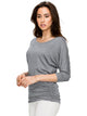 WT822 Women's Boat Neck 3/4 Sleeve Drape Dolman Shirt Top with Side Shirring
