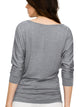 WT822 Women's Boat Neck 3/4 Sleeve Drape Dolman Shirt Top with Side Shirring