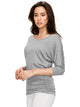 WT822 Women's Boat Neck 3/4 Sleeve Drape Dolman Shirt Top with Side Shirring