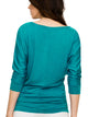 WT822 Women's Boat Neck 3/4 Sleeve Drape Dolman Shirt Top with Side Shirring