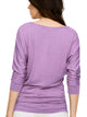 WT822 Women's Boat Neck 3/4 Sleeve Drape Dolman Shirt Top with Side Shirring