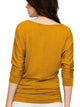 WT822 Women's Boat Neck 3/4 Sleeve Drape Dolman Shirt Top with Side Shirring