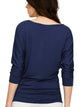 WT822 Women's Boat Neck 3/4 Sleeve Drape Dolman Shirt Top with Side Shirring