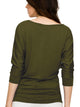 WT822 Women's Boat Neck 3/4 Sleeve Drape Dolman Shirt Top with Side Shirring