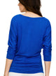WT822 Women's Boat Neck 3/4 Sleeve Drape Dolman Shirt Top with Side Shirring