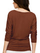 WT822 Women's Boat Neck 3/4 Sleeve Drape Dolman Shirt Top with Side Shirring