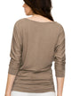 WT822 Women's Boat Neck 3/4 Sleeve Drape Dolman Shirt Top with Side Shirring