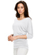 WT822 Women's Boat Neck 3/4 Sleeve Drape Dolman Shirt Top with Side Shirring
