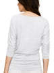 WT822 Women's Boat Neck 3/4 Sleeve Drape Dolman Shirt Top with Side Shirring