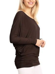 WT826 Womens Batwing Long Sleeve Top
