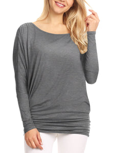 WT826 Womens Batwing Long Sleeve Top