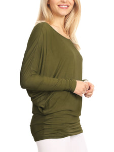 WT826 Womens Batwing Long Sleeve Top