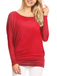 WT826 Womens Batwing Long Sleeve Top