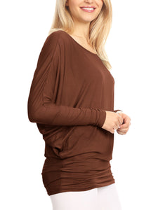 WT826 Womens Batwing Long Sleeve Top
