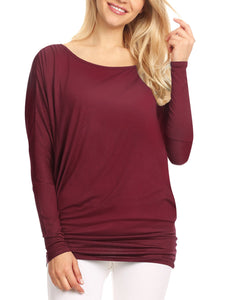 WT826 Womens Batwing Long Sleeve Top