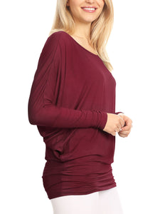 WT826 Womens Batwing Long Sleeve Top
